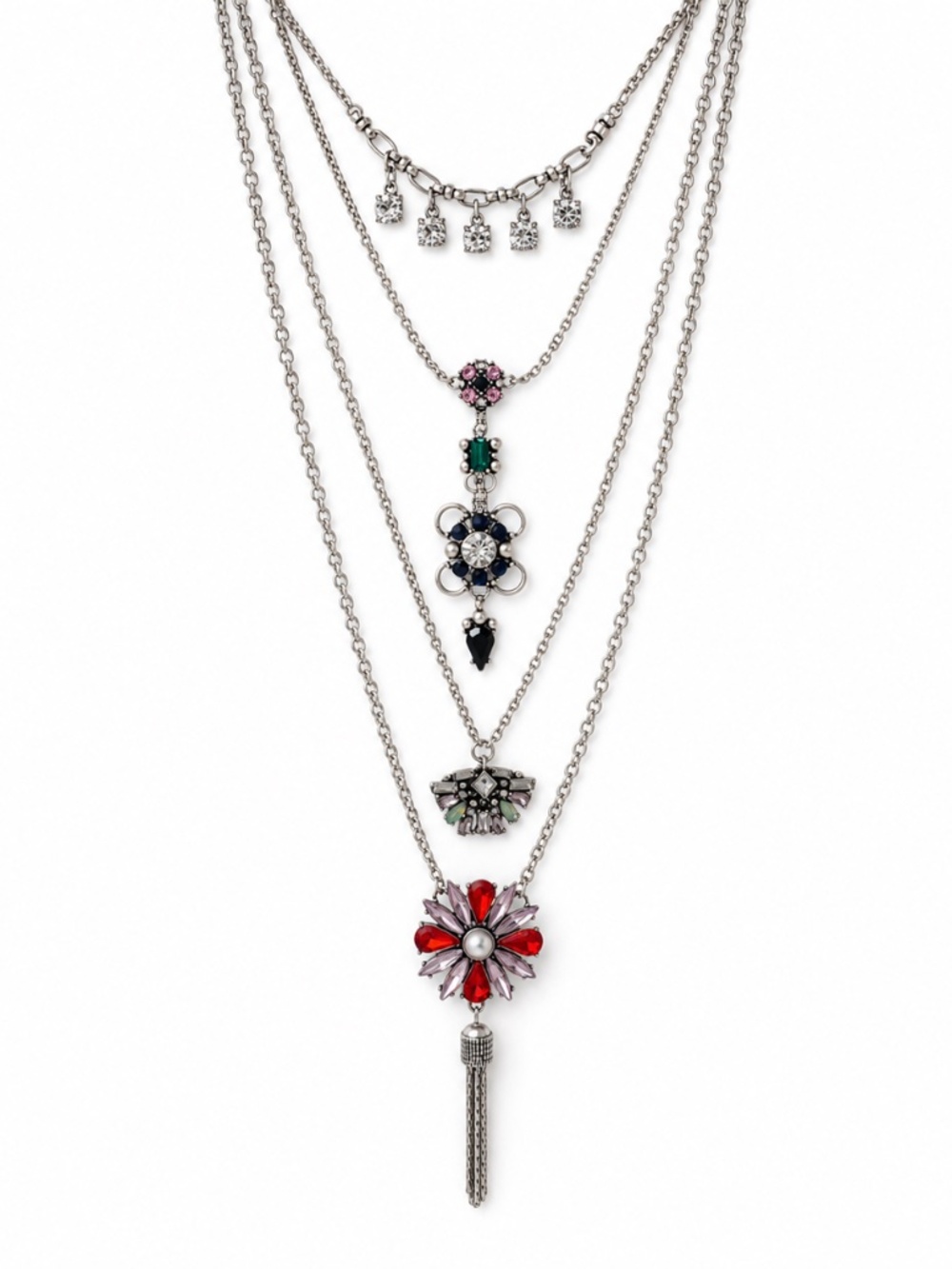 Convertible 4-Strand Crystal Statement Necklace – NWT